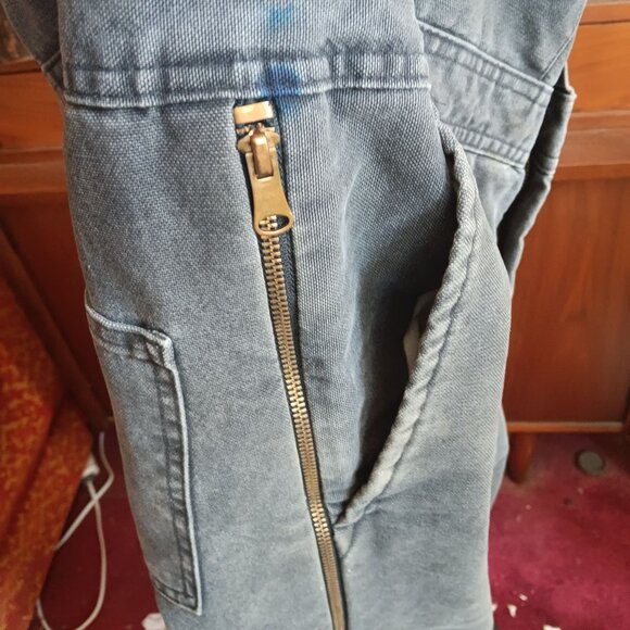 Large Short 38-40 Vintage Zero-Zone Walls Gray Insulated Work Bib Overalls  90s - Picture 10 of 11